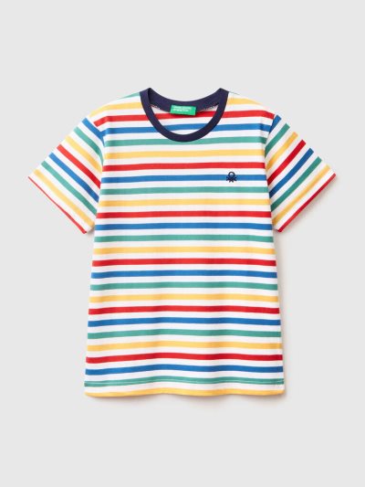 Benetton Gestreept Katoenen Short Sleeve T-shirts Kinderen Multi-color | BE986126