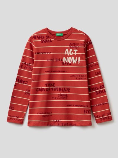 Benetton Gestreept Print Long Sleeve T-shirts Kinderen Rood | BE099501