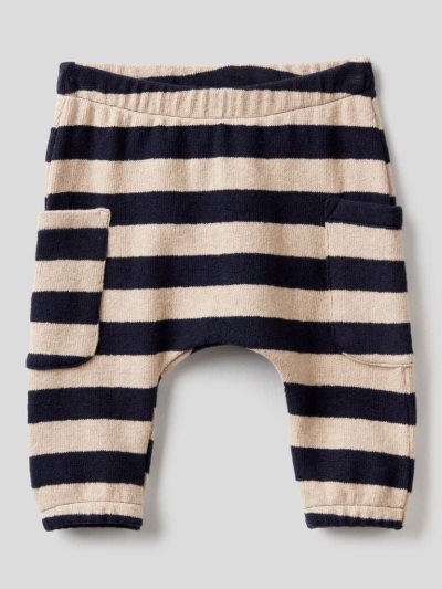 Benetton Gestreept Recycled Katoenen Blend Broek Kinderen Donkerblauw | BE028841