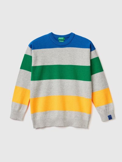 Benetton Gestreept Truien Kinderen Grijs | BE638449