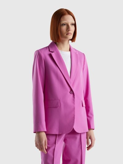 Benetton Gevoerde Flowy Blazer Dames Roze | BE726795