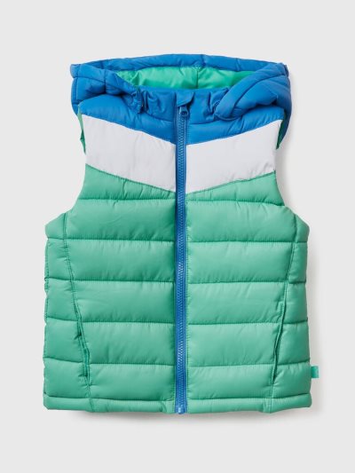 Benetton Gewatteerd Color Block Gilet Kinderen Groen | BE265899