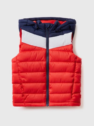 Benetton Gewatteerd Color Block Gilet Kinderen Rood | BE451717