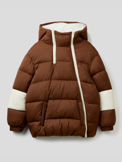 Benetton Gewatteerd Double Zip Jassen Kinderen Bruin | BE680826