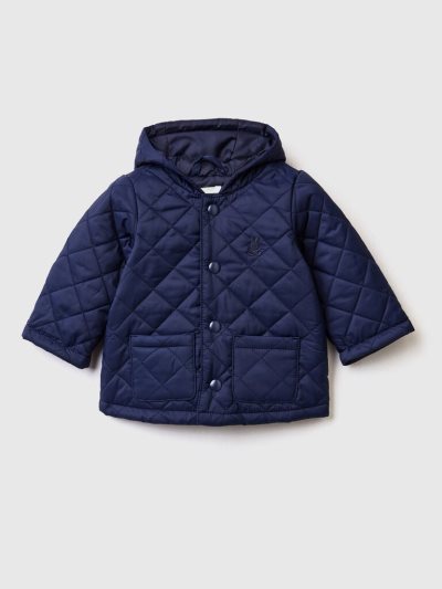 Benetton Gewatteerd Hood Jassen Kinderen Donkerblauw | BE115059