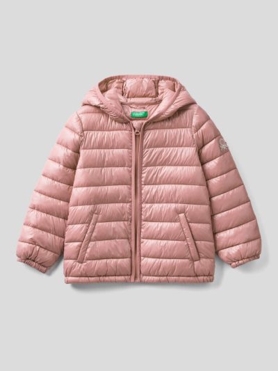 Benetton Gewatteerd Hood Jassen Kinderen Roze | BE606337