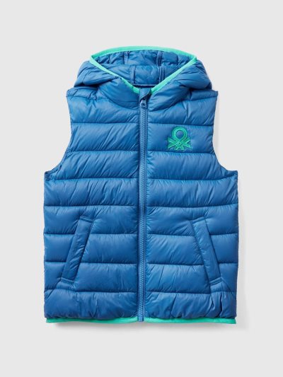 Benetton Gewatteerd Hood Jassen Kinderen Blauw | BE827173