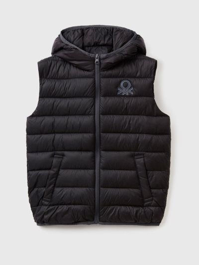 Benetton Gewatteerd Hood Light Jackets Kinderen Zwart | BE145390