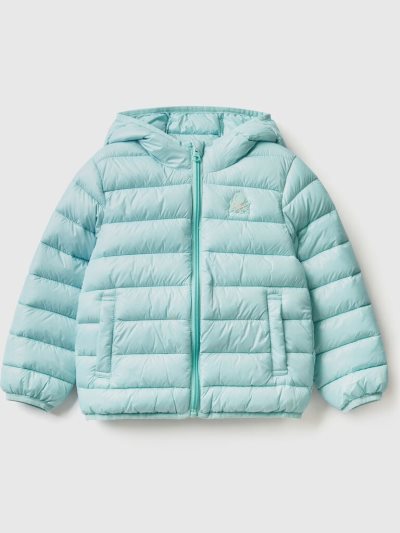 Benetton Gewatteerd Hood Light Jackets Kinderen Aqua | BE860541