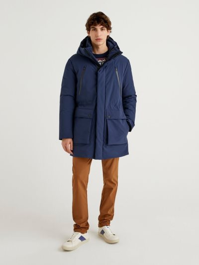 Benetton Gewatteerd "Rain Defender" Parka Jassen Heren Donkerblauw | BE334522