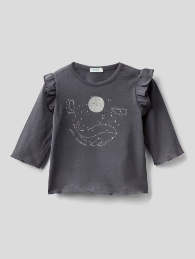 Benetton Glitter Print T-shirts Kinderen Donkergrijs | BE140199