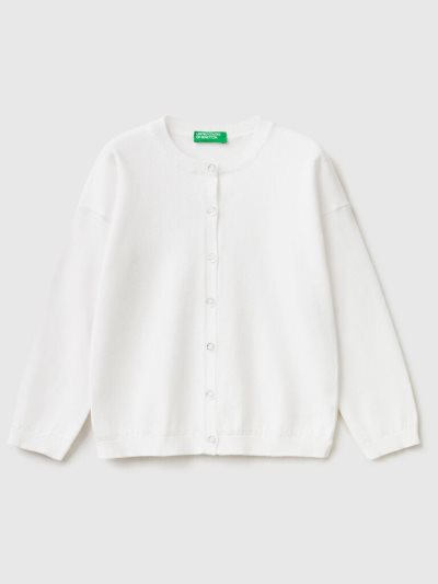 Benetton Glittery Buttons Cardigan Kinderen Wit | BE531899