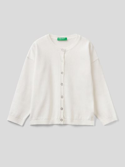 Benetton Glittery Buttons Cardigan Kinderen Wit | BE918403