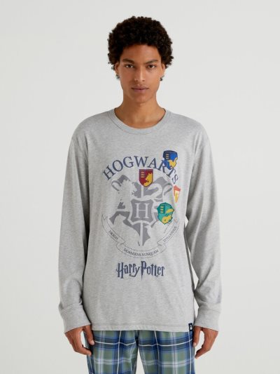 Benetton Harry Potter Long Fiber Katoenen T-shirts Heren Grijs | BE444614