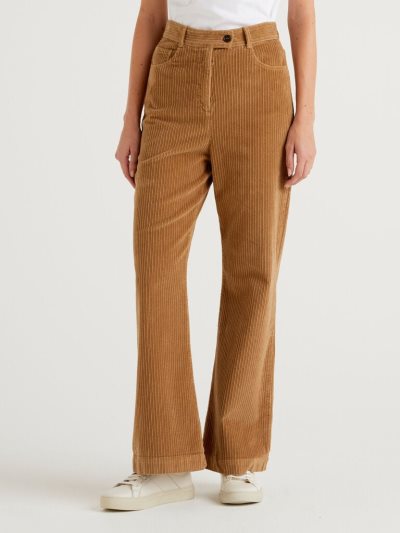 Benetton High-waisted Velvet Broek Dames Camel | BE838958