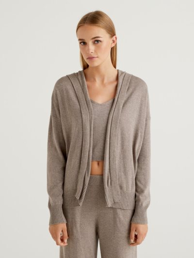 Benetton Hood Cardigan Dames Beige | BE953397