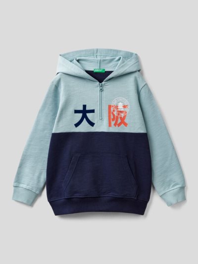 Benetton Japanese Ideograms Hoodie Kinderen Lichtblauw | BE699042