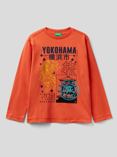 Benetton Japanese Motifs Long Sleeve T-shirts Kinderen Oranje | BE633391