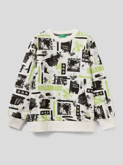 Benetton Japanese Pattern Sweatshirt Kinderen Wit | BE056939