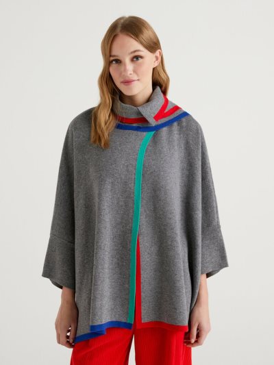 Benetton Jccxucb Poncho Scarf Truien Dames Grijs | BE113962