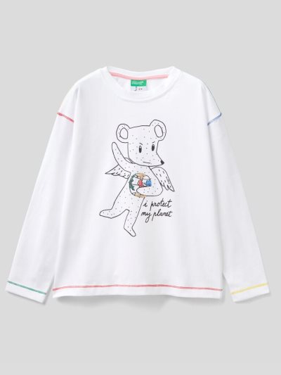 Benetton Jccxucb Print Long Sleeve T-shirts Kinderen Wit | BE272180