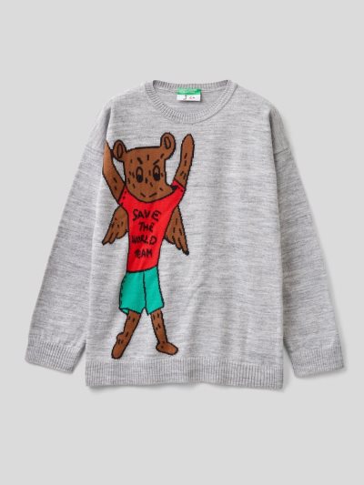 Benetton Jccxucb Teddy Bear Truien Kinderen Grijs | BE144438