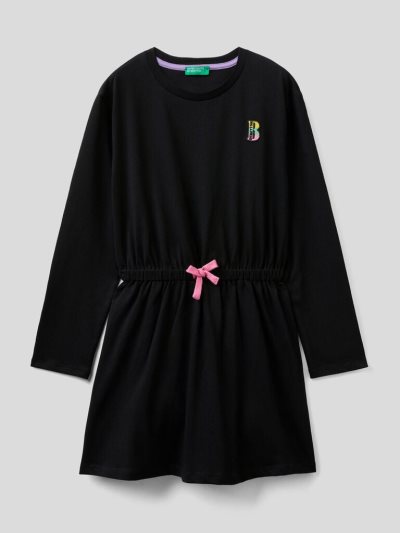 Benetton Jurken Warm Katoenen Embroidery Jurken Kinderen Zwart | BE848894