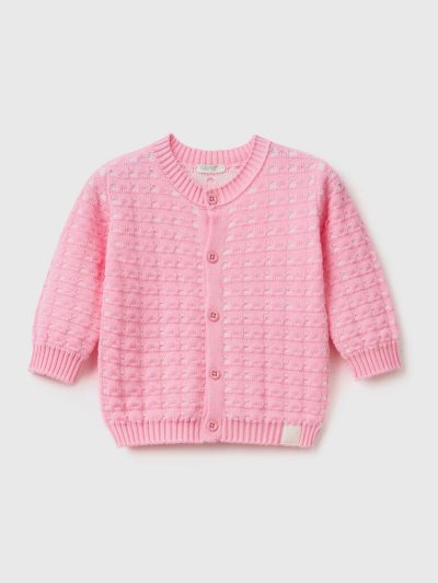 Benetton Knit Buttons Cardigan Kinderen Roze | BE378939