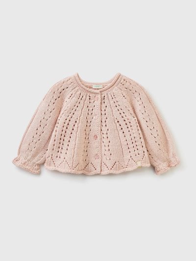 Benetton Knit Lurex Cardigan Kinderen Roze | BE719529