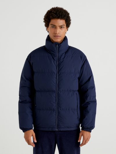 Benetton Kort Puffer Gewatteerd Recycled Feathers Puffer Jackets Heren Donkerblauw | BE633237