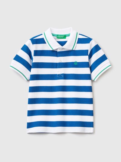 Benetton Kort Sleeve Stripes Poloshirt Kinderen Blauw | BE168913