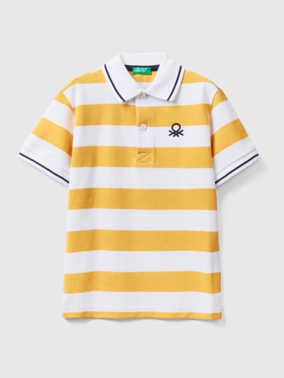 Benetton Kort Sleeve Stripes Poloshirt Kinderen Geel | BE314973