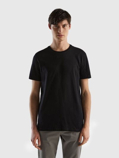 Benetton Kort Sleeve T-shirts Heren Zwart | BE744343