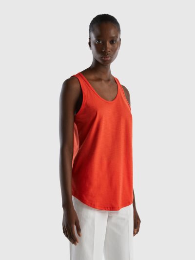 Benetton Lichtgewicht Katoenen Tanktop Dames Rood | BE678842