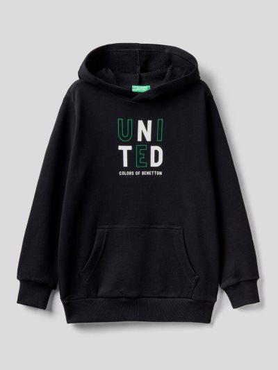 Benetton Logo Hoodie Kinderen Zwart | BE709150