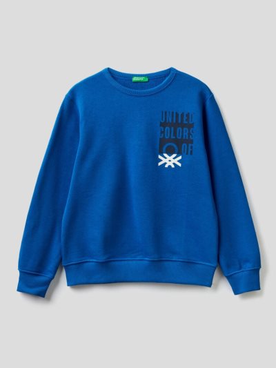 Benetton Logo Print Hoodie Kinderen Blauw | BE430322