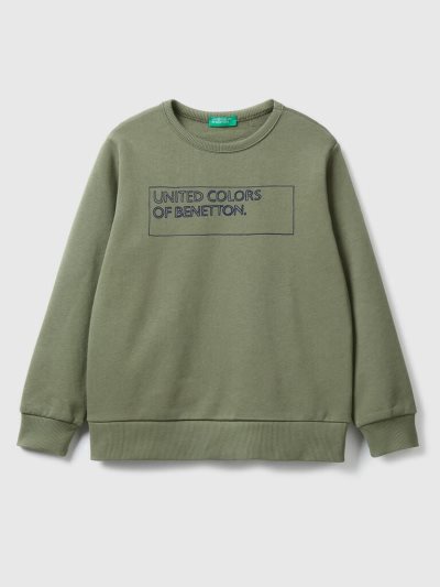 Benetton Logo Print Sweatshirt Kinderen Groen | BE597377