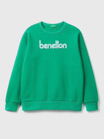 Benetton Logo Print Sweatshirt Kinderen Groen | BE599408