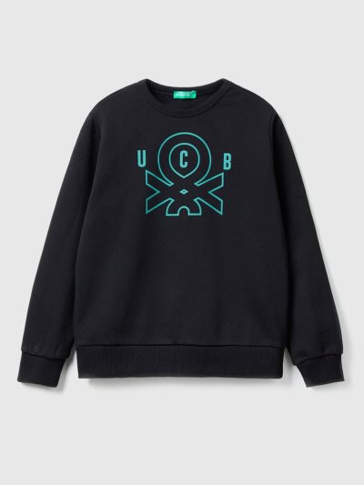 Benetton Logo Print Sweatshirt Kinderen Zwart | BE617088