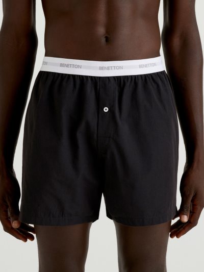 Benetton Logoed Elastic Boxers Heren Zwart | BE621439