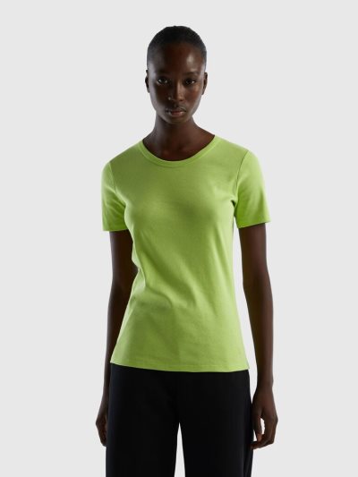 Benetton Long Fiber Katoenen Short Sleeve T-shirts Dames Groen | BE099957