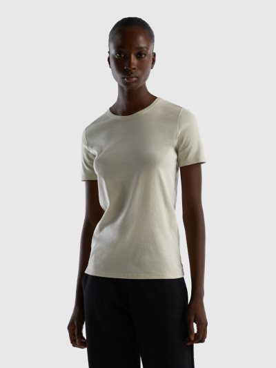 Benetton Long Fiber Katoenen Short Sleeve T-shirts Dames Beige | BE823841