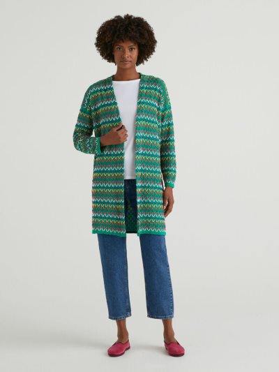 Benetton Long Multicolored Cardigan Dames Groen | BE164377