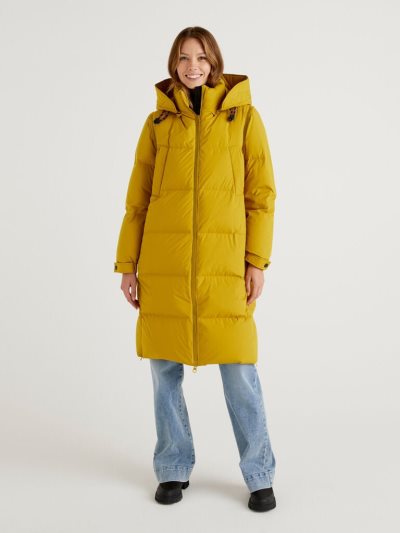 Benetton Long Puffer Removable Sleeves Jassen Dames Geel | BE377522