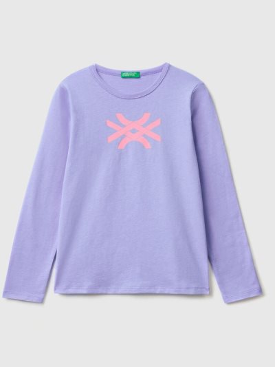 Benetton Long Sleeve 100% Katoenen T-shirts Kinderen Periwinkle | BE491576