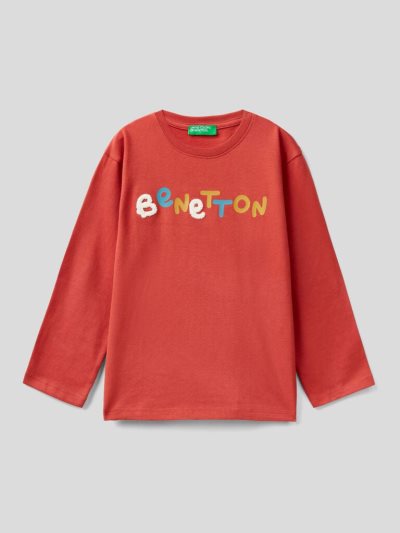 Benetton Long Sleeve 100% Organic Katoenen T-shirts Kinderen Rood | BE249227