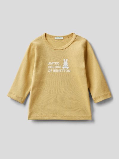 Benetton Long Sleeve 100% Organic Katoenen T-shirts Kinderen Geel | BE622372