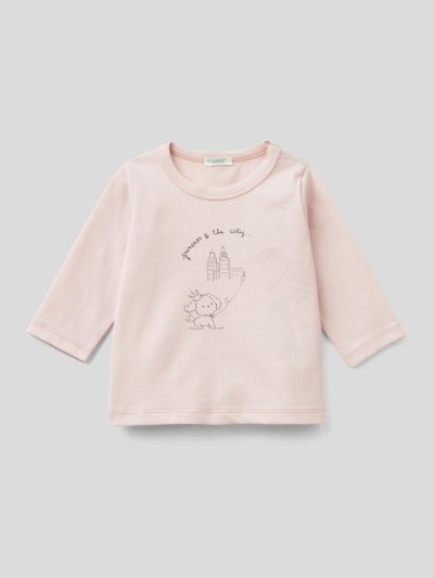 Benetton Long Sleeve 100% Organic Katoenen T-shirts Kinderen Roze | BE769128