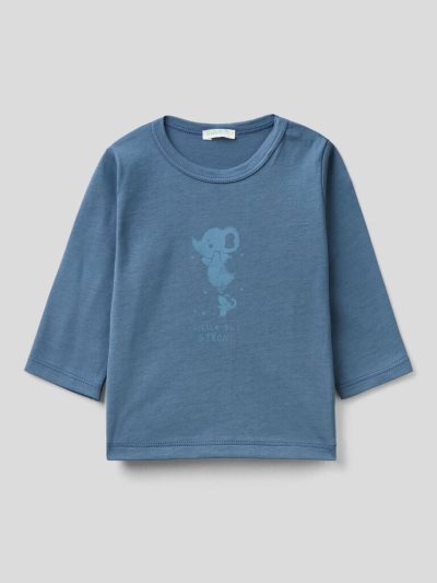 Benetton Long Sleeve 100% Organic Katoenen T-shirts Kinderen Blauw | BE783264