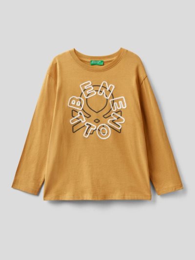 Benetton Long Sleeve 100% Organic Katoenen T-shirts Kinderen Mosterdgeel | BE957380